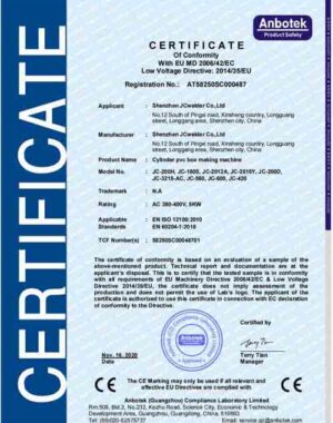 CE certification of pvc tube box machines